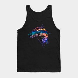 Mountain Trout Fly Fishing Silhouette Stream Sunset Mountain Stream Tank Top